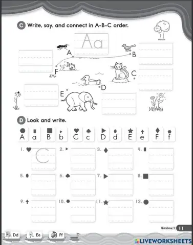 Alphabet Dd, Ee and Ff