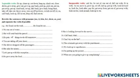 Phrasal verbs: separable and inseparable