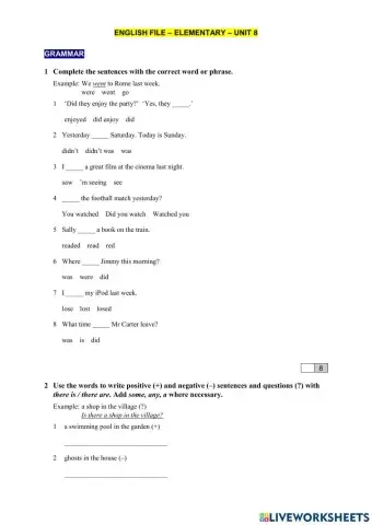 Elementary test unit 8