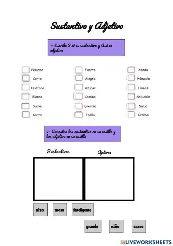 -Sustantivo y Adjetivo- -Sujeto y predicado-