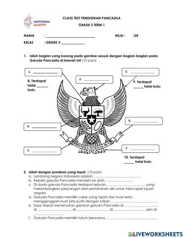 Class Test Pendidikan Pancasila Grade 3