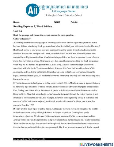 REX3-Unit7A-Reading Worksheet