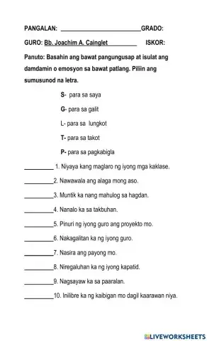 Pagkilala sa sariling damdamin o emosyon