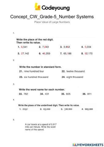Concept-CW-Place Value of Large Numbers