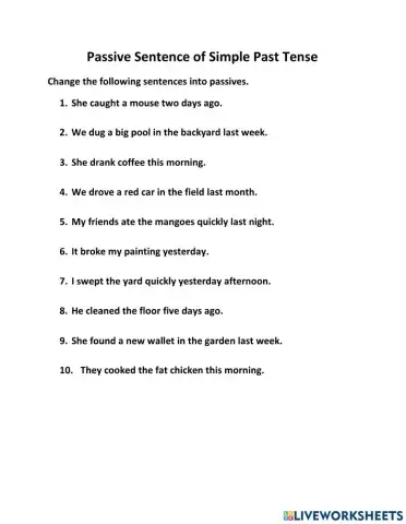 Passive Voice Simple Past Tense