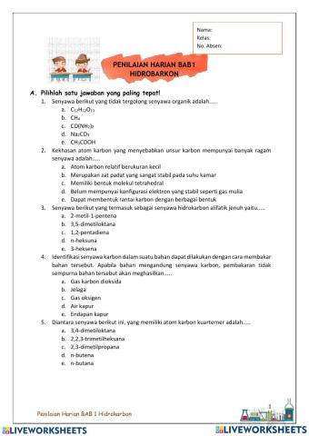 Penilaian Harian Bab 1 Hidrokarbon