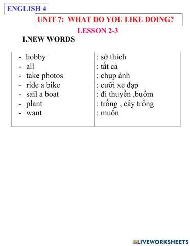 English 4- lesson 2-3