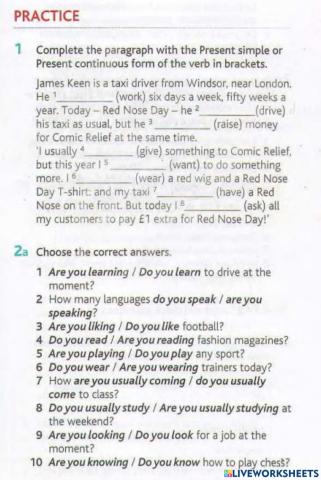 Present Simple vs. Continuous