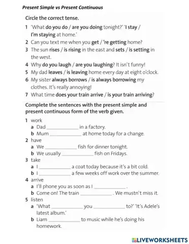 Present Simple va Present Continuous