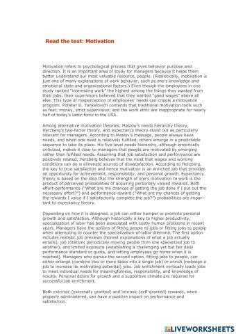 Read the text: Motivation