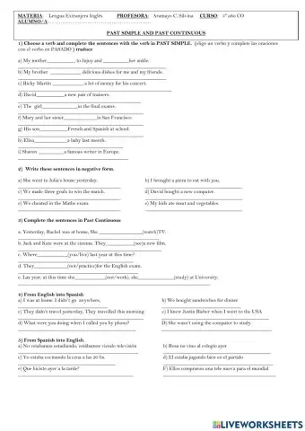 Pasado simple y pasado continuo