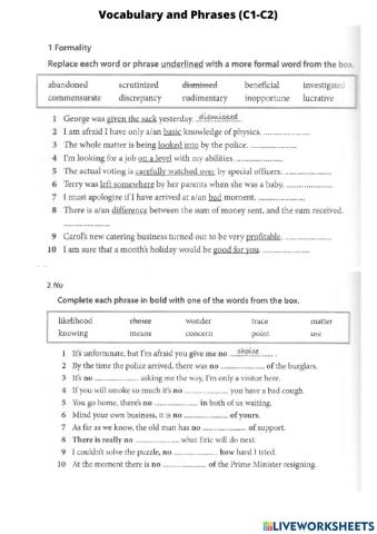 Vocabulary people C1-C2