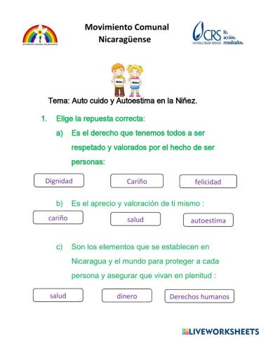 Auto cuido y Autoestima en la Niñez.