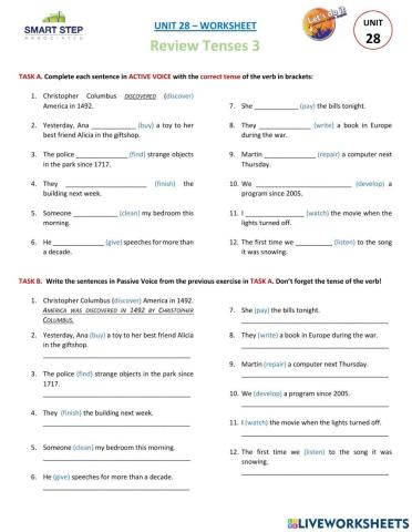 UNIT 28 -  ReviewTenses 3