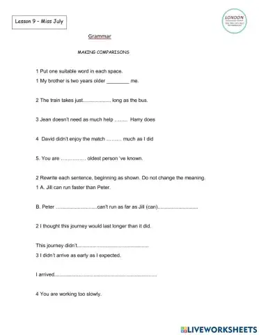 Comparatives, Superlatives & As ... As