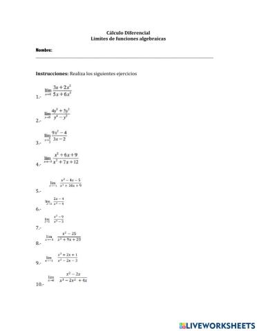 Limites de funciones algebraicas