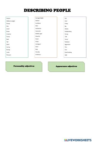 Describing people - Adjectives