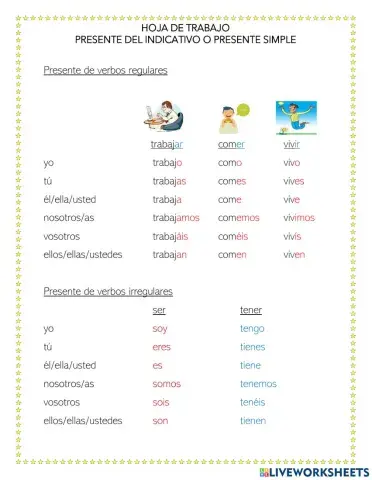 Verbos regugalres e irregulares en español