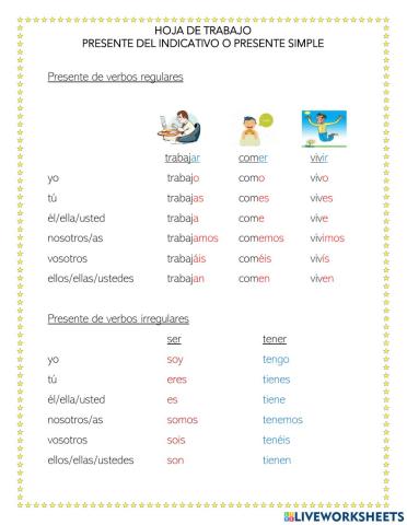 Verbos regugalres e irregulares en español