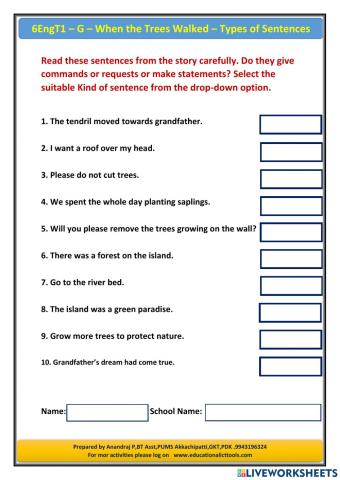 6EngT1-G-When the Trees Walked- Types of Sentences