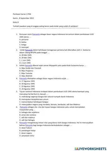 Penilaian harian 1 pkn