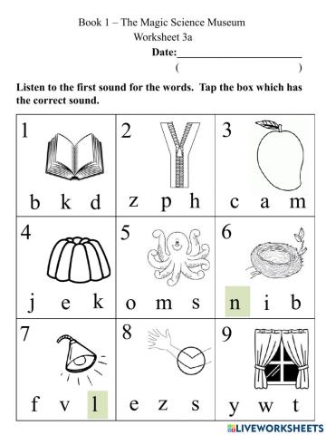 3a Initial Sounds Worksheet