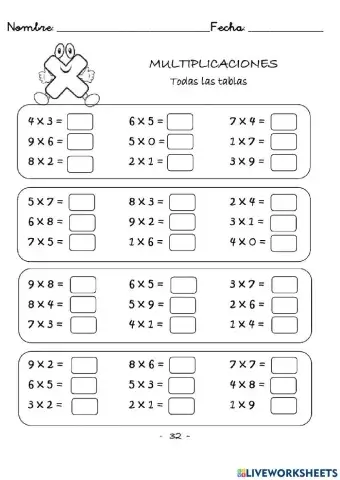 Tablas de multiplicar