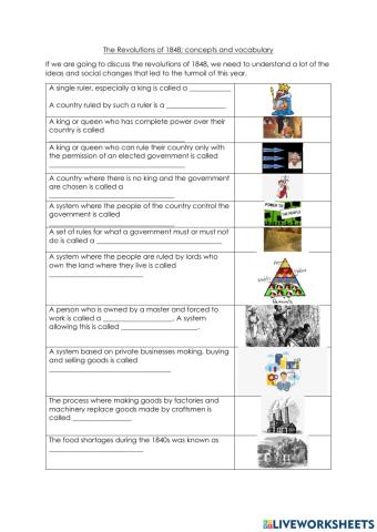The Revolutions of 1848: Vocabulary