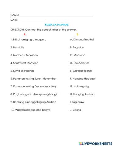 PANAHON at KLIMA SA PILIPINAS