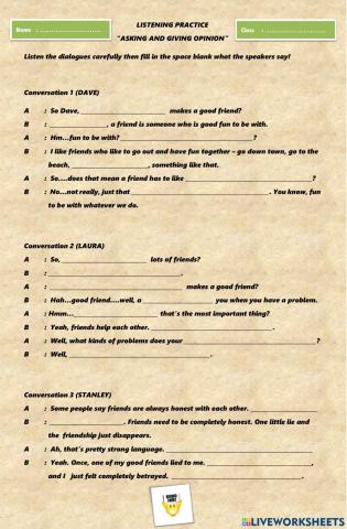 Listening Practice-Giving and Asking Opinion