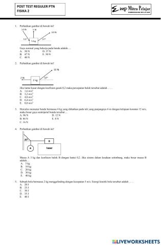 Post test reguler fisika 2