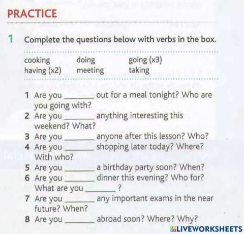 Present Contionuous for plans