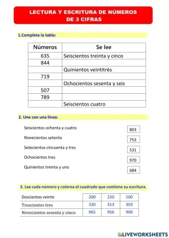 escritura de numeros