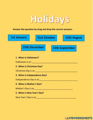 Holidays drag and drop