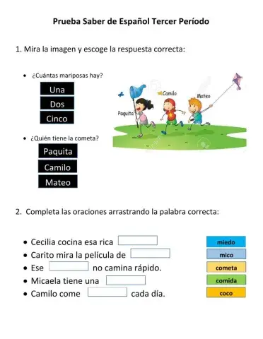 Prueba saber de Español tercer período
