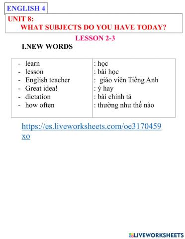 Englísh 4- unit 8- lesson 2-3