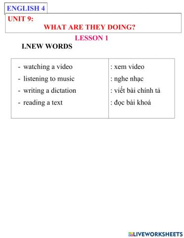 Englísh 4- unit 9- lesson 1