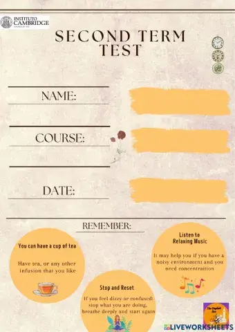 Kids 2 second term test 2022