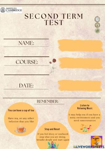 5th year 2nd term test 2022