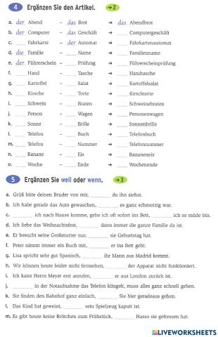 Komposita - wenn -weil