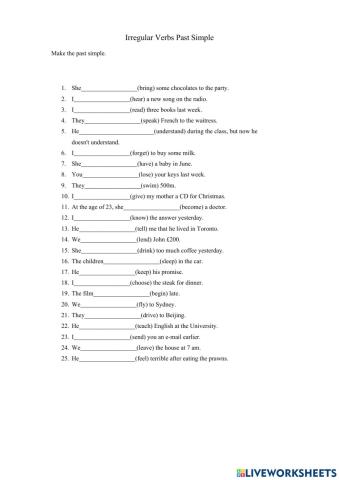 Past simple irregular verbs