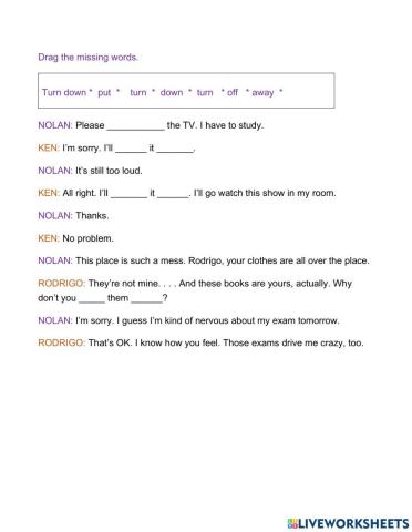 Phrasal verbs listening