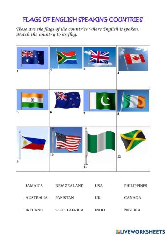 Flags of English speaking countries