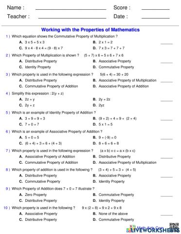 Properties of Mathematics