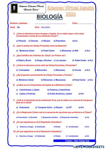 Biologia 5to Secundaria