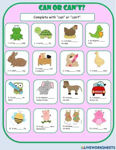 Can Can't Fill in the blank