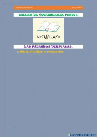 Taller de vocabulario. Ficha 1. 6º