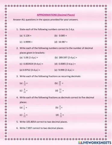 Approximations (Decimal Places)