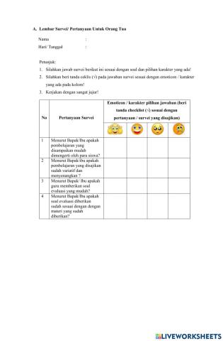 Jurnal refleksi orangtua siswa