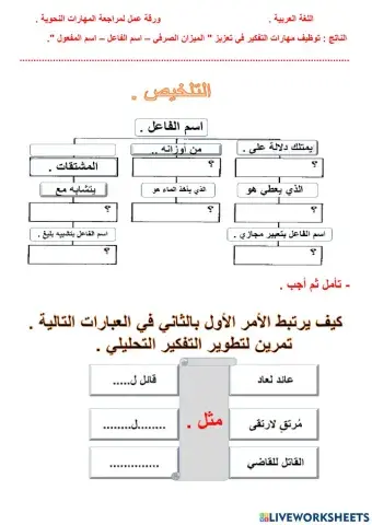 تعزيز اسم الفاعل والمفعول والميزان الصرفي